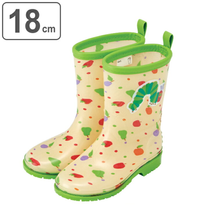 楽天市場 雨靴 子ども用 18cm レインブーツ はらぺこあおむし 長靴 ながぐつ レインシューズ あおむし レイングッズ ネームタグ 反射テープ 中敷き付き キッズ 子供用 キャラクター 18 リビングート 楽天市場店