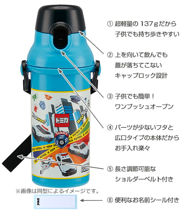 楽天市場 水筒 プラスチック 直飲み トミカ プラワンタッチボトル 480ml 子供 軽量 子供用水筒 幼稚園 保育園 マグボトル 食洗機対応 ダイレクトボトル 軽い 飲みやすい ショルダーベルト 肩掛けベルト プラスチック製 食洗機ok キッズ リビングート 楽天市場店