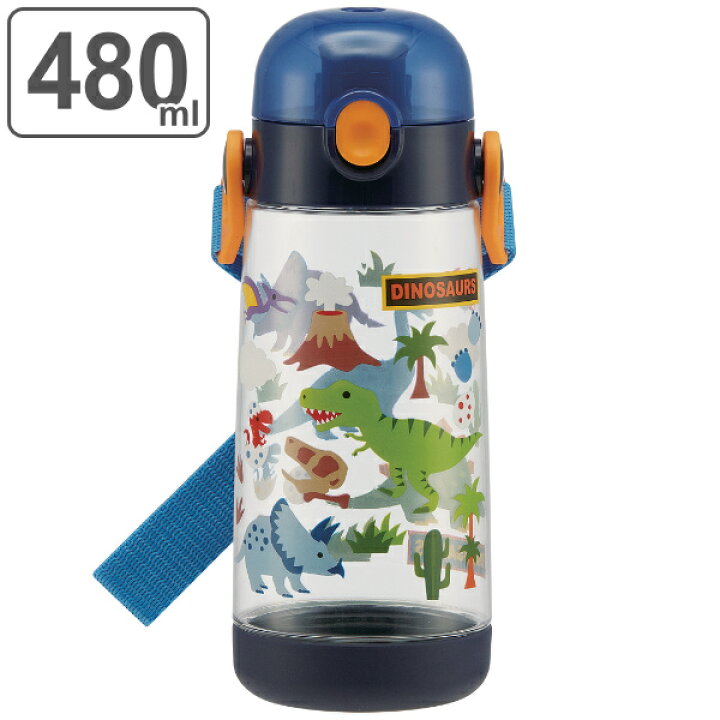 楽天市場 水筒 キッズ 直飲み プラスチック ワンプッシュ ディノサウルス 恐竜 480ml 幼稚園 保育園 軽量 ワンプッシュボトル きょうりゅう 子供用水筒 直のみ ダイレクトボトル プラスチック製 ワンタッチ 透明 ノンキャラ リビングート 楽天市場店