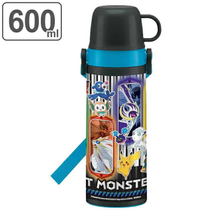 楽天市場 水筒 子供 ポケットモンスター サン ムーン 2ウェイ中栓 直飲み コップ付 ステンレスボトル 600ml 子供用水筒 キャラクター 保温 保冷 ポケモン ステンレス製 超軽量 2way すいとう サンムーン リビングート 楽天市場店