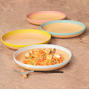 プレート 24cm MUSUBI 山中塗 プラスチック ナチュラルブラウン ( 食洗機対応 電子レンジ対応 皿 中皿 盛り皿 軽い 割れにくい オムライス パスタ 炒め物 プラスチック製 おしゃれ スタッキン