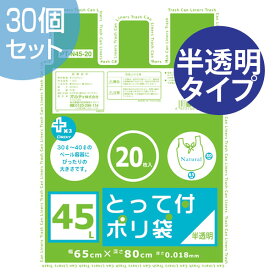 ゴミ袋 プラスプラス 取っ手付き 45L 20P 半透明 30セット （ 送料無料 ごみ袋 ポリ袋 レジ袋 オルディ ）