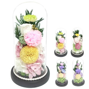 供え花 仏花 お供え ガラスドームアレンジメント ( 造花 ブリザードフラワー 枯れない 仏壇 ドーム 花 フェイクフラワー 供花 御供え 枯れない花 水換え不要 夏 人工 お盆 お彼岸 お墓 法要