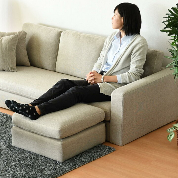 カウチソファ 布張り 幅258×奥行182×高さ78～93cm 2分割 グレー系 L字 