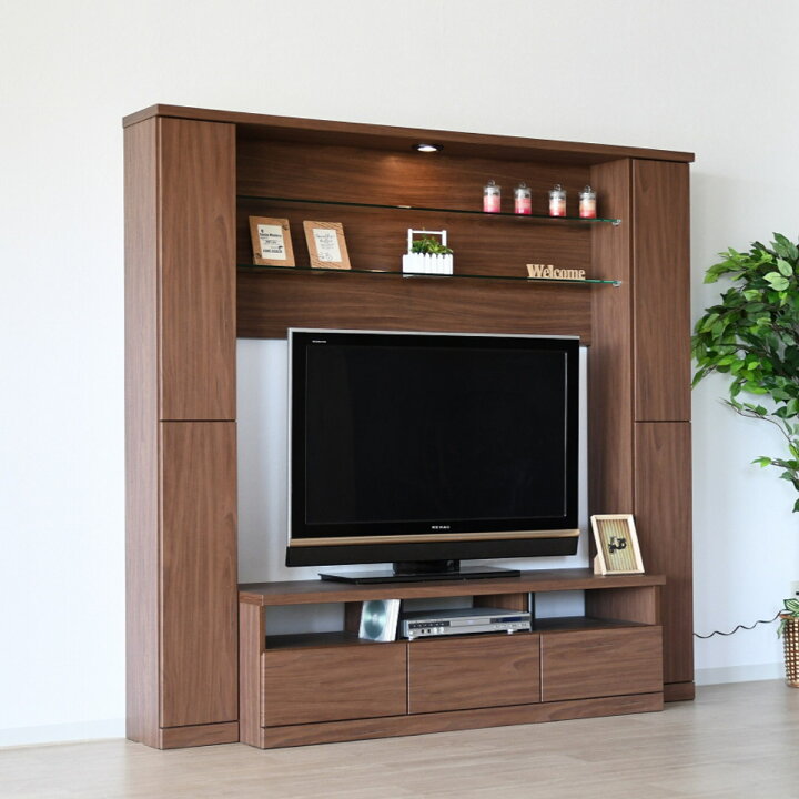 楽天市場】テレビボード 壁面収納 ハイタイプ LEDライト付 幅190cm 