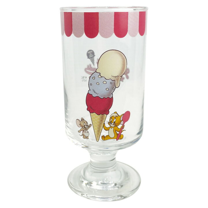楽天市場 アイスクリームグラス 350ml デザートグラス 食器 日本製 キャラクター 脚付きグラス レトロ パフェグラス トムジェリ グラス 脚付き タンブラー コップ 足付き 台付き ガラス かわいい おしゃれ ジェリー タフィー リビングート 楽天市場店