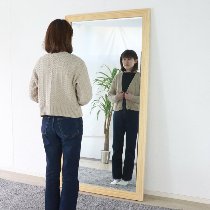 楽天市場】鏡 姿見 壁掛け 全身 木枠 90×180cm （ ミラー おしゃれ 