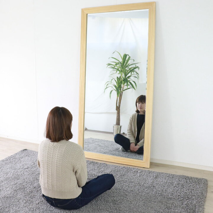 楽天市場】鏡 姿見 壁掛け 全身 木枠 90×180cm （ ミラー おしゃれ 