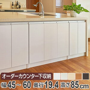 カウンター下収納 幅オーダー 扉付 スリムタイプ 高さ85cm 幅45〜60cm ( 送料無料 収納 キッチン収納 キャビネット 窓下収納 リビングボード 収納棚 食器棚 収納家具 薄型 可動棚 開き戸 セミ