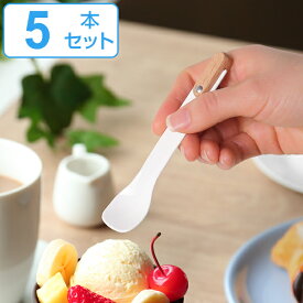 スプーン 13cm メルテ melte アイスクリームスプーン ステンレス製 ホーロー 天然木 日本製 同色5本セット （ 送料無料 アイススプーン 洋食器 カトラリー 白 木 琺瑯 デザート アイスクリーム 離乳食 おしゃれ かわいい ）