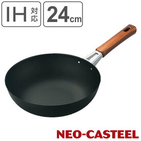 炒め鍋 24cm IH対応 鉄製 ネオキャスチール 日本製 （ ガス火対応 オール熱源対応 いため鍋 深型 鉄フライパン 24センチ フライパン 空焼き不要 鉄製フライパン 鉄製調理器具 ）