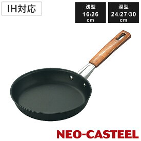 フライパン 16cm 24cm 26cm 27cm 30cm IH対応 鉄製 ネオキャスチール 日本製 （ ガス火対応 オール熱源対応 炒め鍋 いため鍋 鉄フライパン 空焼き不要 シーズニング不要 鉄製フライパン 鉄製調理器具 ）