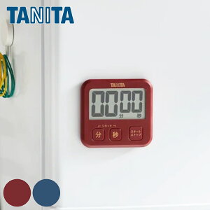 タニタ キッチンタイマー 薄型 マグネット付き ( TANITA デジタル タイマー マグネット キッチン コンパクト 料理 学習 簡単 見やすい 文字 大きい 大画面 ストラップ穴付き カウントダウン