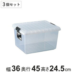 収納ケース クローゼット用 ロックウェル(ハーフ) 3個セット ( 収納ボックス 衣装ケース フタ付き 幅36×奥行45×高さ24.5cm ロックウェル ハーフ 衣類収納 押入れ収納 プラスチック 蓋付 積