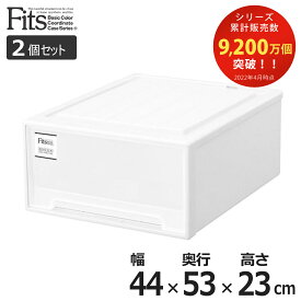 収納ケース Fits フィッツケース クローゼット ワイドM-53 2個セット （ フィッツ 衣装ケース クローゼット収納 収納 幅44 奥行53 高さ23 天馬 ホワイト 白 日本製 ケース 引き出し 収納ボックス プラスチック 積み重ね 押し入れ ）