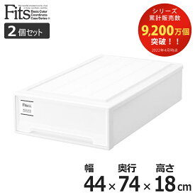 収納ケース Fits フィッツケース スリムL 2個セット （ フィッツ MONO ホワイト 収納 引き出し 衣装ケース 押入れ収納 積み重ね 幅44 奥行74 高さ18 天馬 日本製 収納ボックス モノ 引出し スタッキング 衣類ケース 浅型 ）