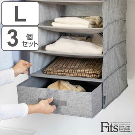 吊下げ収納インナーボックス L 3個セット フィッツファブリック 幅40×奥行38×高さ13cm （ クローゼット 収納 吊り下げ ハンギングラック用 引き出し Fits フィッツ 天馬 引出し 収納ボックス スリム ボックス 折りたたみ 小物収納 ）