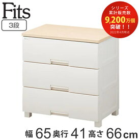 チェスト フィッツプラス 3段 幅65×奥行41×高さ66cm F6503 （ タンス リビング収納 衣類収納 日本製 完成品 プラスチック 引き出し 洋タンス 衣装ケース 収納ケース 背面処理 リビング 収納 ）