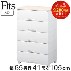 【先着】最大400円OFFクーポン有！ チェスト フィッツプラス 5段 幅65×奥行41×高さ105cm F6505 （ タンス リビング収納 衣類収納 日本製 完成品 プラスチック 引き出し 洋タンス 衣装ケース 収納ケース 背面処理 リビング 収納 ）