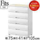 チェスト フィッツプラス 5段 幅75×奥行41×高さ105cm F7505 メープル （ タンス 引き出し 収納 衣類収納 日本製 完成品 フィッツ Fits 衣装ケース リビング収納 プラスチック 洋タンス 収納ケース 背面処理 リビング 木製天板 ）