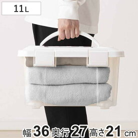 収納ボックス 幅36×奥行27×高さ21cm フタ付き 持ち手付き プラスチック （ 収納ケース 収納 衣類 小物 キャスター付き 片開き ロック式 積み重ね 持ち運び フタ 持ち手 付き 防災グッズ 食品 日用品 ストック おもちゃ ）