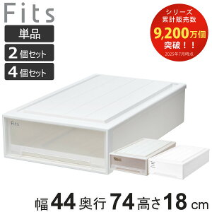収納ケース Fits フィッツケース スリムL 単品 2個セット 4個セット ( 収納 衣装ケース 押入れ収納 積み重ね 幅44 奥行74 高さ18 天馬 日本製 引き出し クローゼット収納 衣類ケース 収納ボック