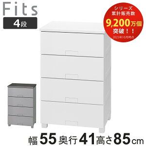 チェスト フィッツチェスト フルフラット 5504 4段 幅55×奥行41×高さ85cm ( タンス 引き出し 収納 衣類収納 完成品 プラスチック 引き出しロック フィッツ 衣装ケース リビング収納 収納ケース
