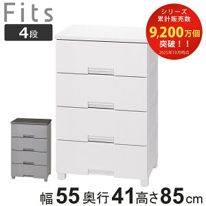 チェスト フィッツチェスト 5504 4段 Fits 幅55×奥行41×高さ85cm ( タンス 引き出し 収納 衣類収納 日本製 完成品 フィッツ プラスチック 引き出しロック 衣装ケース リビング収納 洋タンス 収納