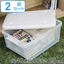 収納ボックス 40M とっても便利箱 フタ付き 2個セット （ 送料無料 幅40×奥行55×高さ25cm 収納 ボックス 隙間 プラスチック 収納ケース 棚上 スタッキング 積み重ね すき間 クローゼット ケース ロック ふた 付き 押入れ 天袋 ）