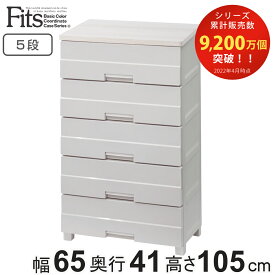 チェスト プラスチック 5段 フィッツプラスイージー FE6505 幅65cm 完成品 日本製 （ タンス 箪笥 リビング収納 衣類収納 カプチーノ イージー 整理ダンス 幅65 ワイド 木天板 引き出し フィッツプラス ）