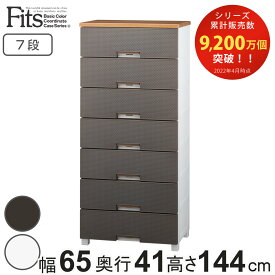 チェスト フィッツプラス メッシュ 7段 幅65×奥行41×高さ144cm FM6507 （ Fits プラスチック 引き出し 日本製 ハイチェスト タンス 衣装ケース 収納ケース 衣類収納 リビング 収納 整理たんす 背面処理 ）