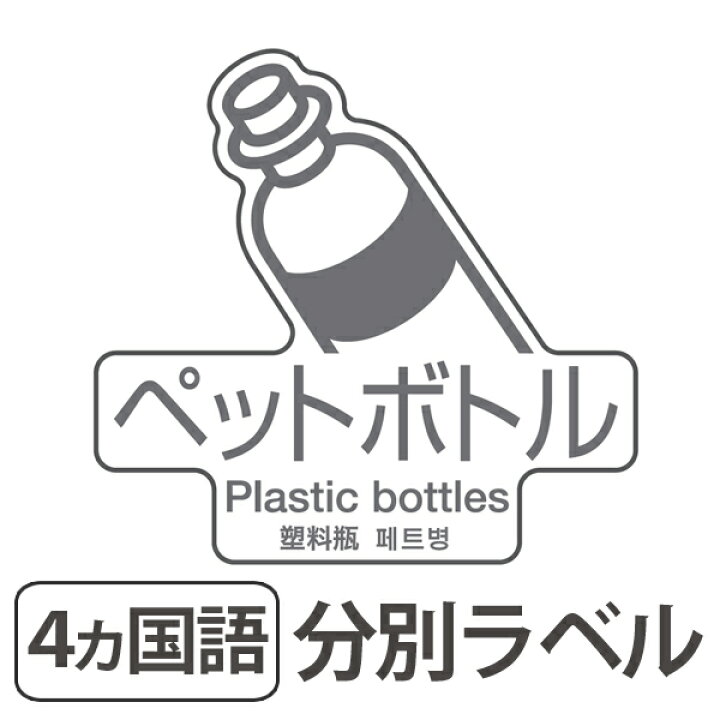 楽天市場 分別ラベル D 06 4ヵ国語 透明フィルム ペットボトル 分別シール ゴミ箱 ごみ箱 ダストボックス用 ステッカー 日本語 英語 韓国語 中国語 リサイクル促進 リビングート 楽天市場店