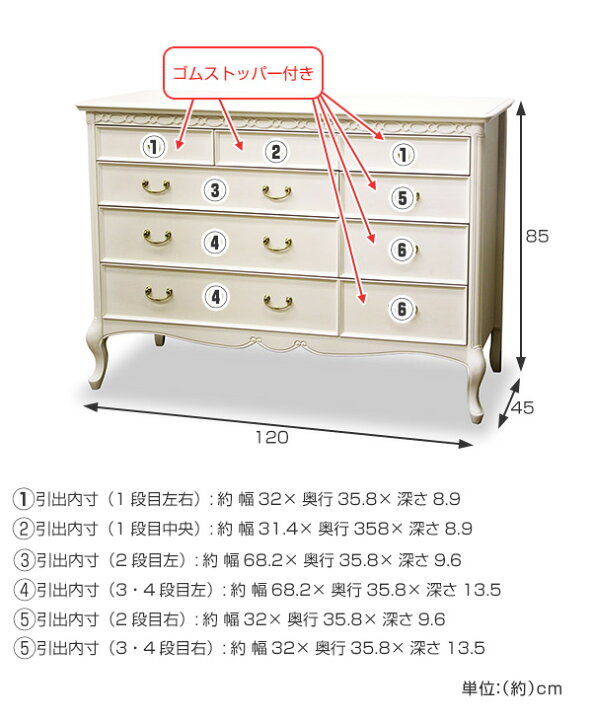 楽天市場】チェスト 4段 洋タンス クラシック調 猫脚 フルール 幅120cm 