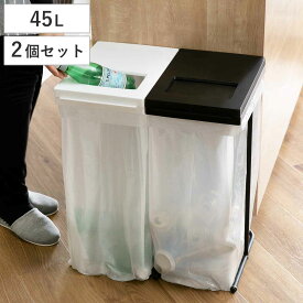 ゴミ箱 45L 同色2個セット ユニード ゴミ袋ホルダー （ ごみ箱 45リットル ポリ袋ホルダー 2個セット 同色45 分別 スリム ふた付き 袋ホルダー 大容量 棚下 収納 省スペース 清潔 ゴミ袋 ホルダー 中身が見える ）