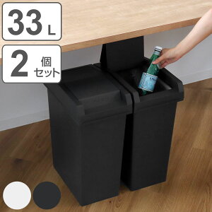 ゴミ箱 33L 同色2個セット ユニード スライドペール ( UNEED ごみ箱 33リットル 同色 2個セット 棚下OK ふた付き スライド式 スリム 分別 シンプル おしゃれ ホワイト ブラック 無地 キッチン 袋