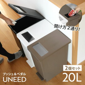 ゴミ箱 20L 同色2個セットユニード プッシュ＆ペダル （ 20リットル ふた付き 分別 キッチン ダストボックス スリム 分別ゴミ箱 棚下 カウンター下 縦型 角型 ペダルペール 蓋付き シンプル おしゃれ 小窓 プラスチック ）