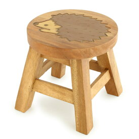スツール ハリネズミ 木製 天然木 丸椅子 （ 送料無料 丸 ウッドスツール 子ども 椅子 キッズ ミニチェア ミニスツール 完成品 小さい イス 玄関 リビング インテリア かわいい はりねずみ ）