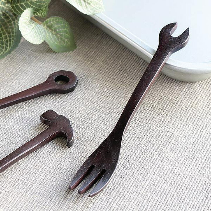 楽天市場】フォーク 14cm スパナ 工具 天然木 木製 シタン 籐芸 