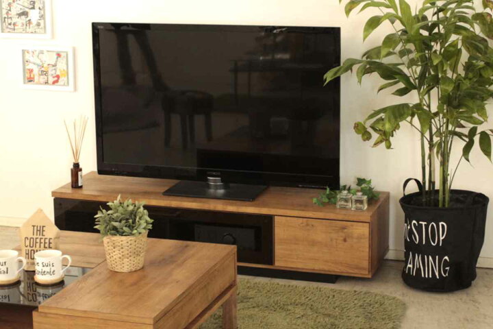 楽天市場】テレビ台 ローボード ヴィンテージ調 ダークガラス扉 日本製 