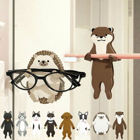 フック 吸着 スティッキーフレンズ アニマル かわいい はがせる 吸着式フック クロネコ （ 壁 引っ掛け 穴開けない 小物収納 吊り下げ 冷蔵庫横 メガネ収納 小物掛け 鍵フック 小物フック 壁掛け キッチン小物 小物 収納 吸着シート ）