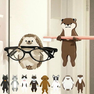フック 吸着 スティッキーフレンズ アニマル かわいい はがせる 吸着式フック クロネコ ( 壁 引っ掛け 穴開けない 小物収納 吊り下げ 冷蔵庫横 メガネ収納 小物掛け 鍵フック 小物フック 壁