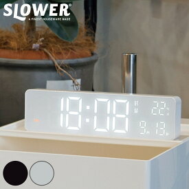 置き時計 LED Wi-Fi カレンダー機能付き 置き掛け兼用 SLOWER ブエノ （ 温度計 カレンダー USB LED時計 置き 掛け アラーム スヌーズ 輝度調節 自動調整 卓上時計 時計 とけい クロック 日付 曜日 温度 コンパクト おしゃれ ）
