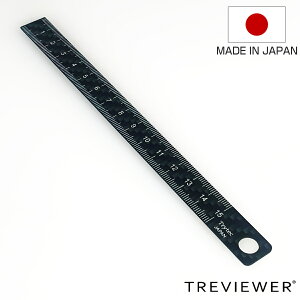 カーボン定規 15cm トレビュアー C-15 日本製 ( 定規 ものさし 物差し カーボン スケール 丈夫 軽い 超軽量 綾織模様 スリム 強度 厚さ1mm カーボン繊維 トップコート 文具 文房具 ギフト プレゼ