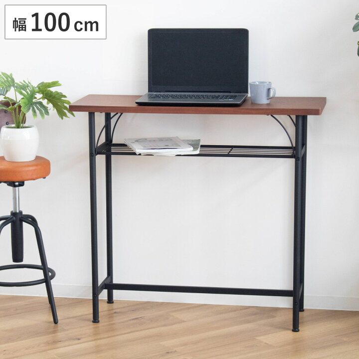楽天市場】カウンターテーブル 幅100cm 奥行35cm ラック スチール脚 
