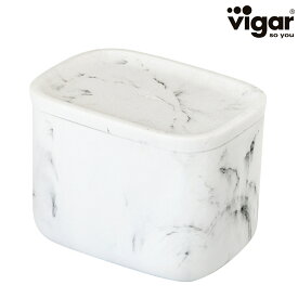収納ケース Vigar ゼンス レクタングル バスルームコンテナ （ ヴィガール 収納 小物 コットン ケース ふた付 長方形 容器 保管 綿棒 コスメ サニタリー シンプル 洗面用品 おしゃれ ）