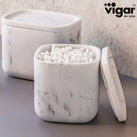 収納ケース Vigar ゼンス スクエア バスルームコンテナ （ ヴィガール 収納 小物 コットン ケース ふた付 正方形 容器 保管 綿棒 コスメ サニタリー シンプル 洗面用品 おしゃれ ）