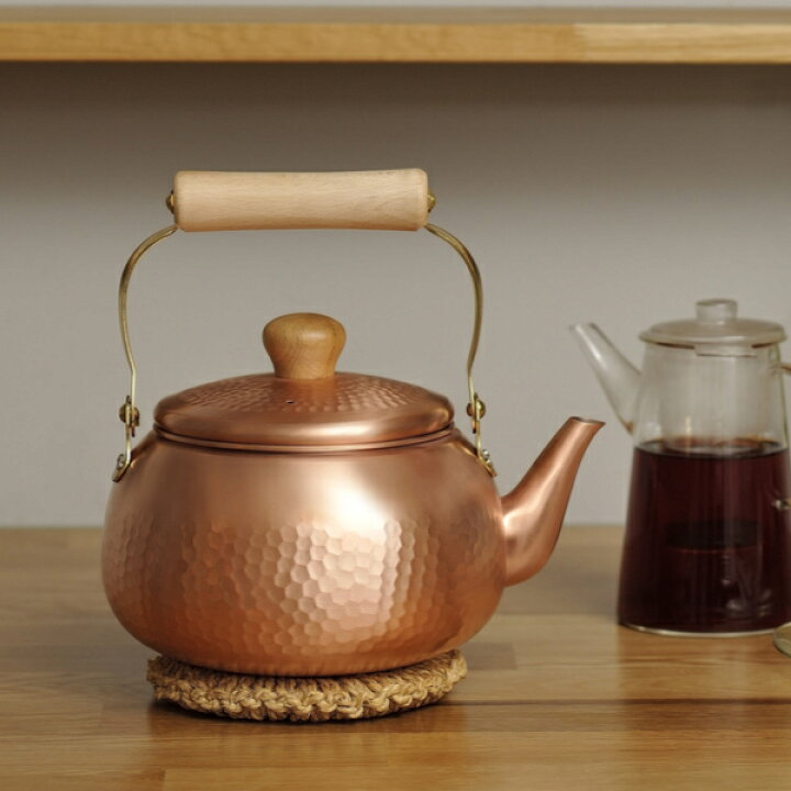 楽天市場】やかん 2.4L ガス火専用 千歳 銅製 日本製 純銅 木柄丸型  