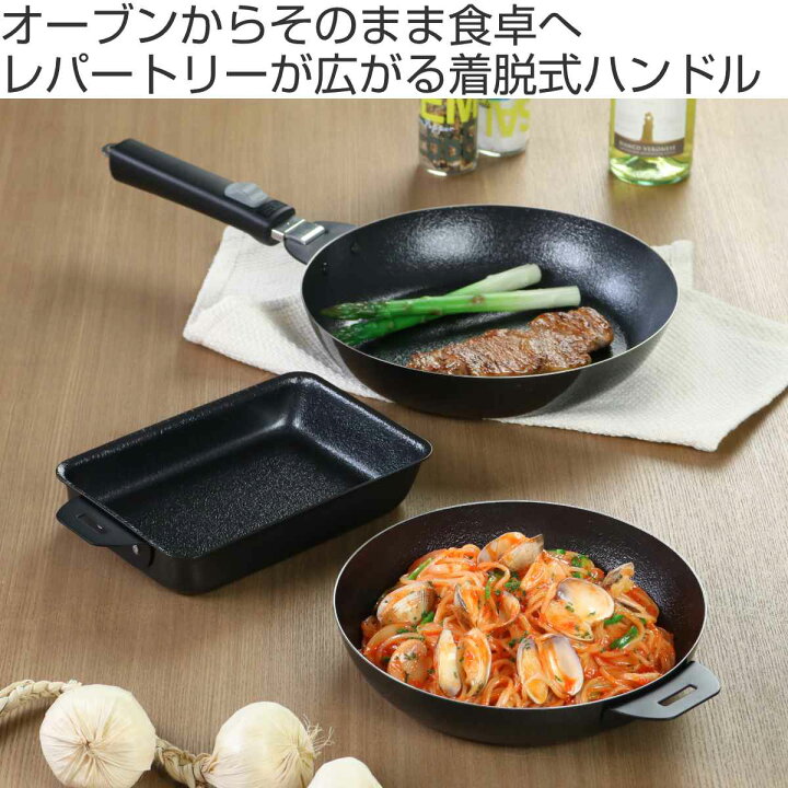 楽天市場】鉄フライパン4点セット 角型 IH対応 着脱ハンドル付き 日本 