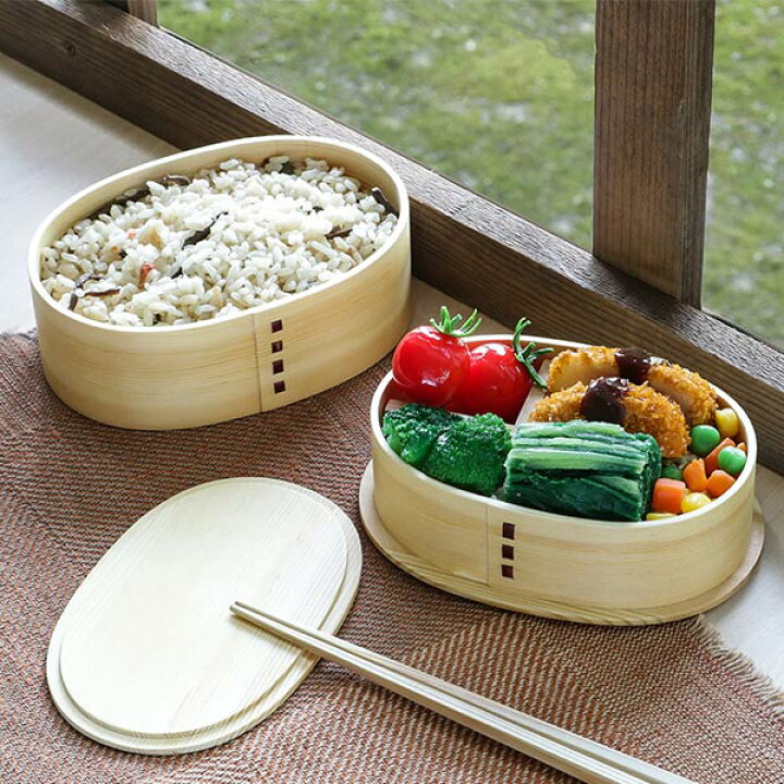 楽天市場】弁当箱 曲げわっぱ 2段 800ml 小判型 入れ子 （ 送料無料 