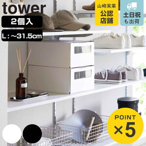 山崎実業 tower 窓付きシューズボックス タワー 2個組 L ( 4903208047548 タワーシリーズ 玄関 下駄箱 収納 靴収納 靴 ボックス 靴箱 収納ケース 段ボール 段ボール製 引き出し 収納ボックス シュ